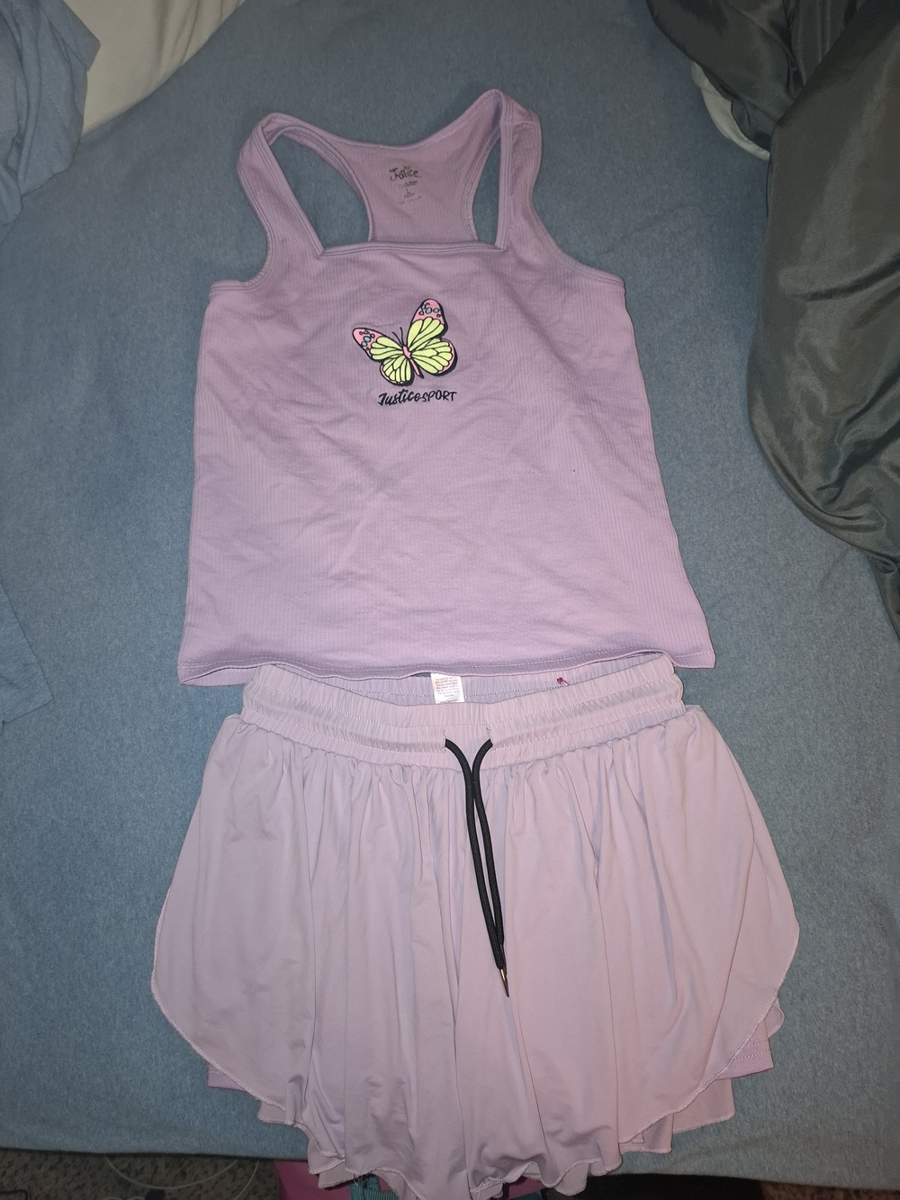Justice Lavender Butterfly Tank & Shorts Set